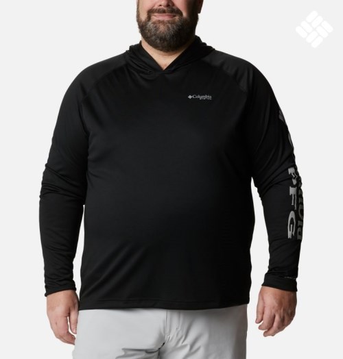 Men's Columbia PFG Terminal Tackle Hoodie Black | Plus Size CA-A41LC